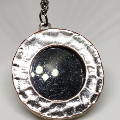 Long necklace used, black and silver, 43 cm length