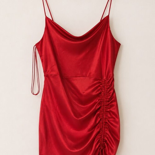 Zara red satin mini dress, size L