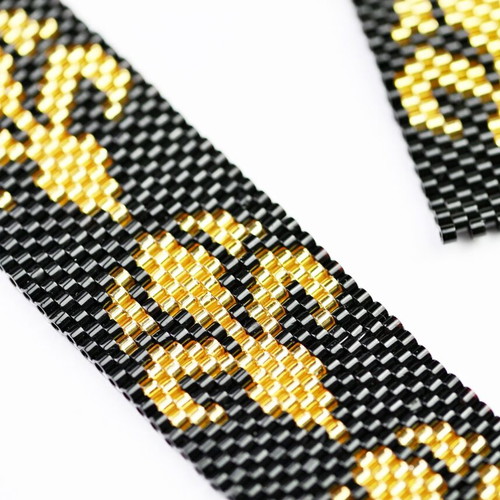 Golden Iris necklace and bracelet custom made, black and gold