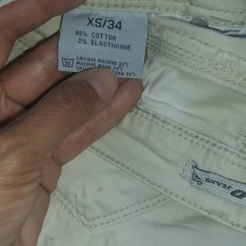 Shorts used, size XS, off-white beige, stretch denim-like fabric