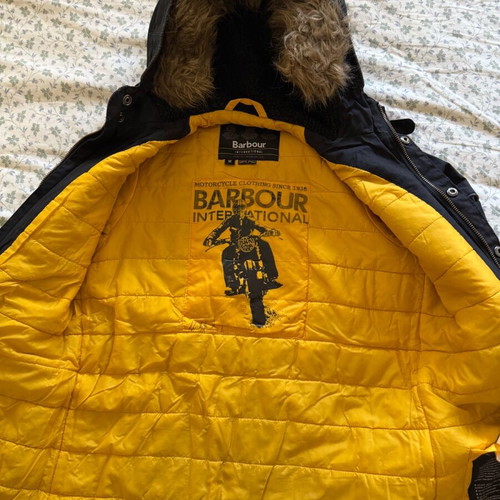Barbour International Boys Waxed Parka Size M Used, Black