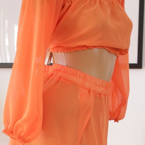 Beachwear pants with orange transparent top new