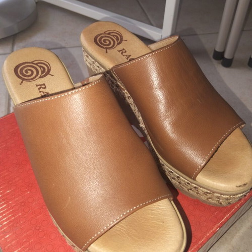 Women's Platform Sandals Size 36 Like New Beige Brown
