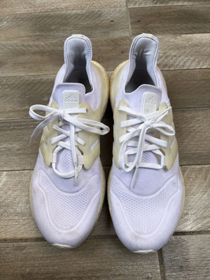 Adidas men's white athletic shoes used size 43.5