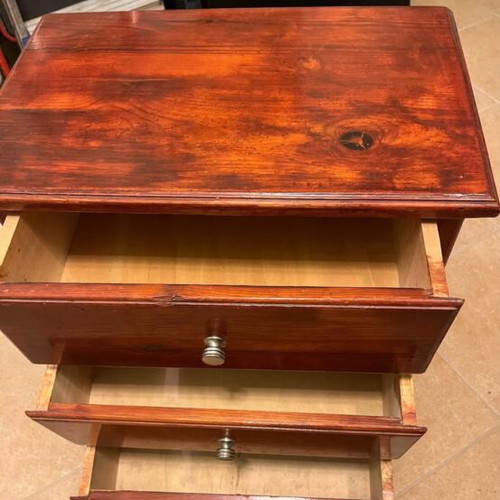 Nightstand solid wood with three drawers like new, dark brown