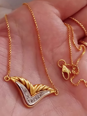 14K 585 gold pendant with white gold and zircon