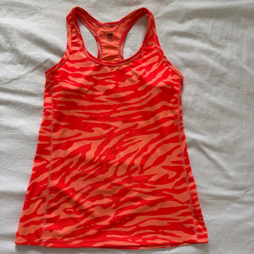 H&M Sport Neon Coral Workout Tank Top used, zebra print, size M