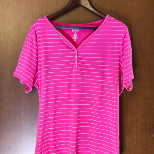 Croft & Barrow striped plus size blouse 1X like new, 100% cotton, fuchsia