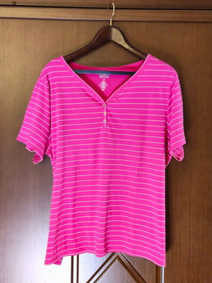 Croft & Barrow striped plus size blouse 1X like new, 100% cotton, fuchsia