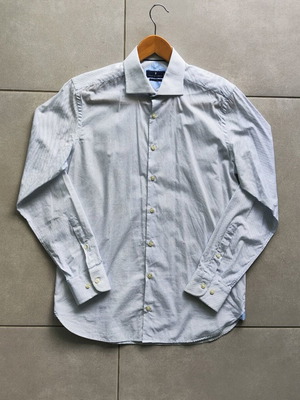Navy & Green men's shirt white with blue pattern, new, size S