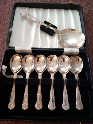 Cutlery box with spoons from England