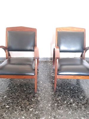Indonesian teak armchair, set of 2