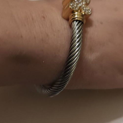 Two-tone bracelet open cuff stainless steel, new