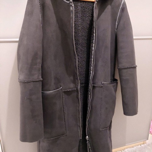 Zara reversible mouton coat new black