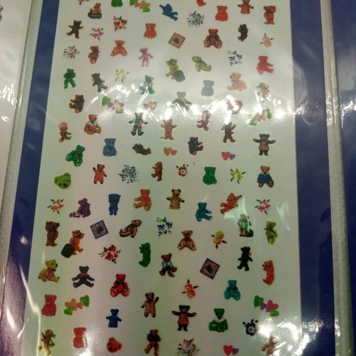 Nail art stickers new, pack of three with fruits, animals, bears