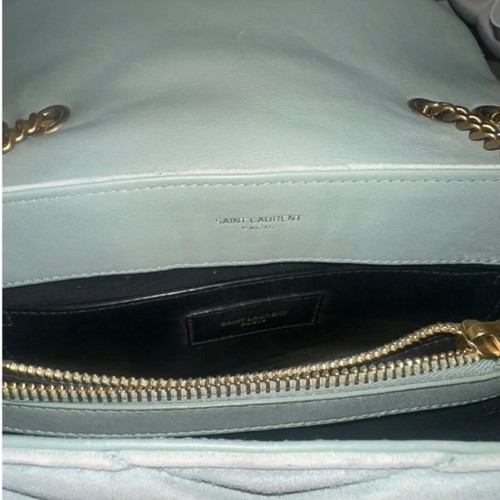 YSL Loulou shoulder bag like new, light blue gray suede leather
