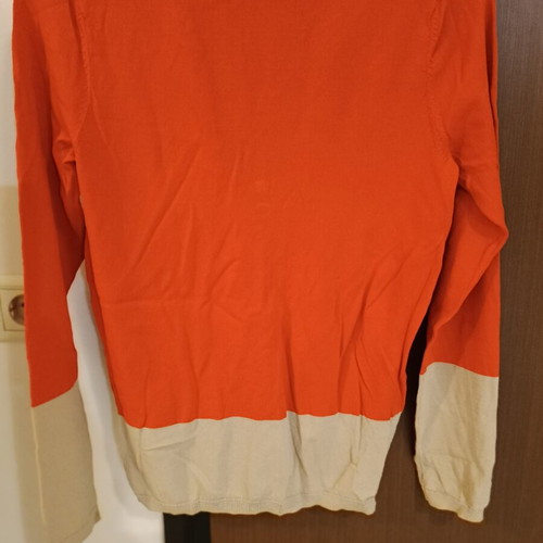 Benetton knitted women's cardigan, orange and beige