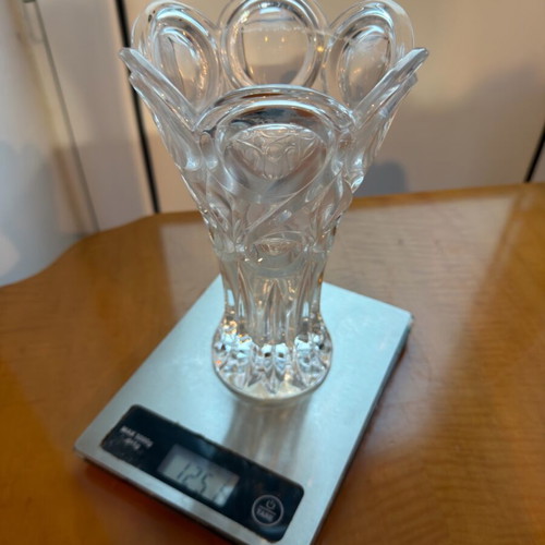 Vintage crystal vase used with embossed design