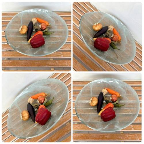 Handmade glass platter new, decorative fruit bowl