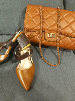 Set of brown pumps size 35 and bag new