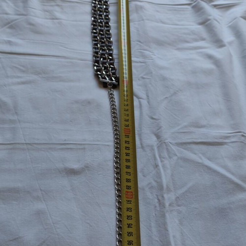 Leather women's belt like new, brown and silver chain detail