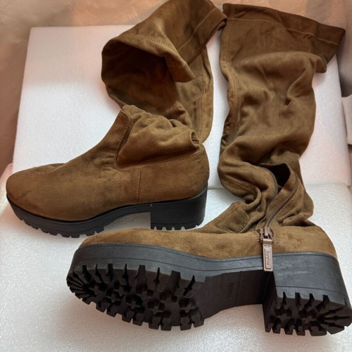 Bershka brown velvet boots used size 37