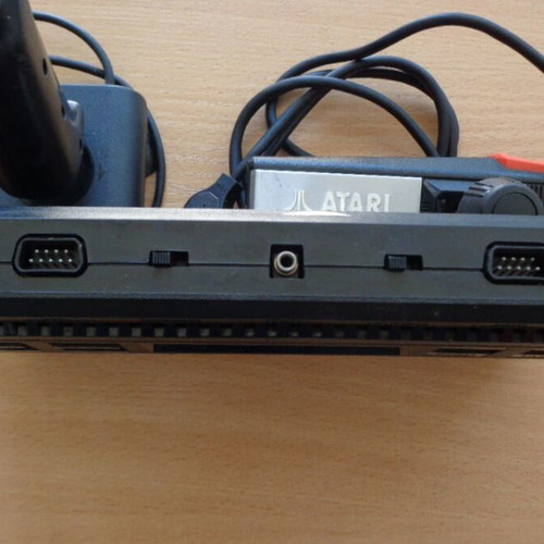 Atari 2600 Jr. console used with 32-in-1 cartridge and controllers