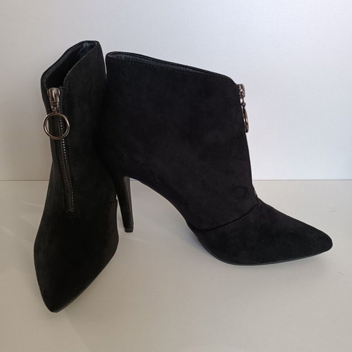 Xti black velvet ankle boots new, size 40, 11 cm heel