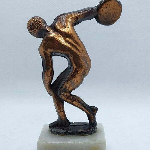 Discobolus of Myron bronze figurine like new with marble base
