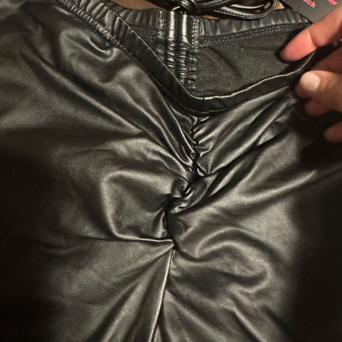 Leather pants flared new, size Small-M, black with gathers