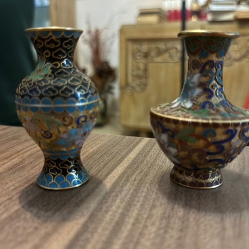 Cloisonné vases new, pack of 2 pieces