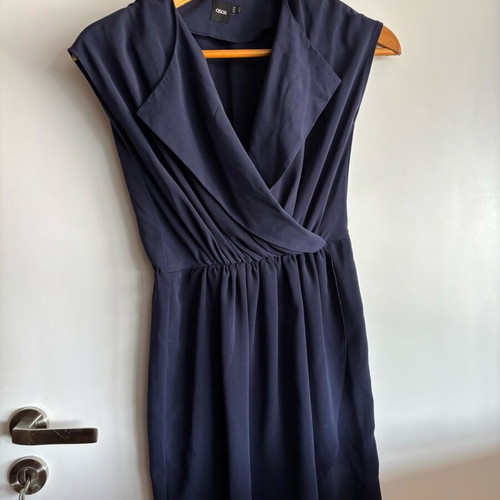 Asos mini dress blue used, size 34, draped with short sleeves
