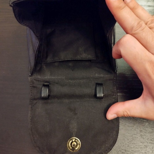 Handbag used, black faux leather, with replacement sling
