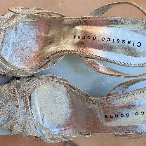 Classico Donna silver leather sandals size 39 used, evening wedding shoes