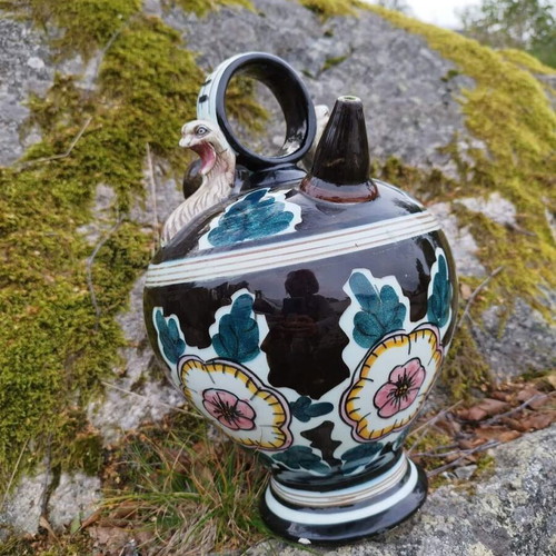 Handmade ceramic container for olive oil, wine used