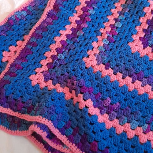 Woolen children's handmade crochet blanket multicolored unused 1.00×1.20