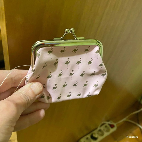 Coin purse with pink flamingo pattern new