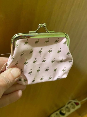 Coin purse with pink flamingo pattern new