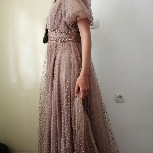 Jaluzzz Abiye long luxury formal pink evening dress size L