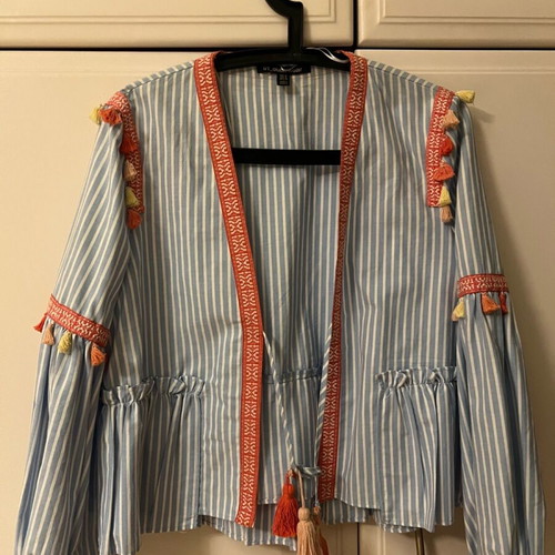 Zara boho style shirt with tassels like new, multicolor