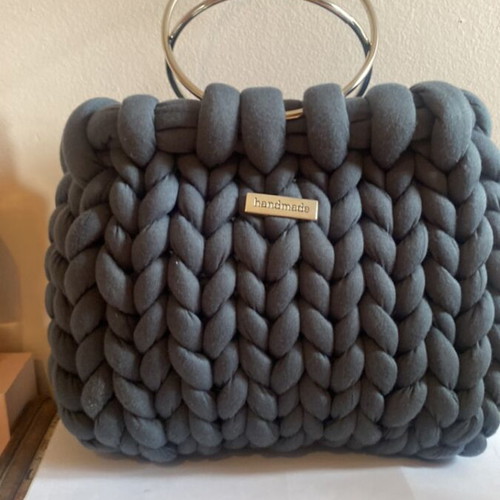 Marshmallow handmade handbag like new, gray
