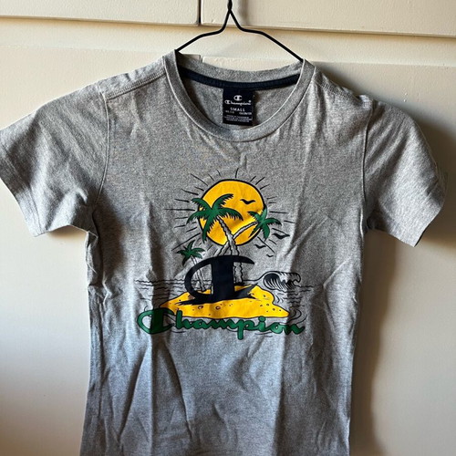 Champion T-shirt gray for boy used, size 128 cm