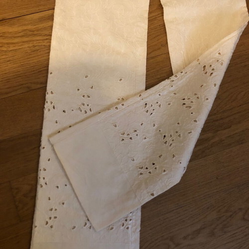 Ferre beige pants XS with embroidered cutout lace