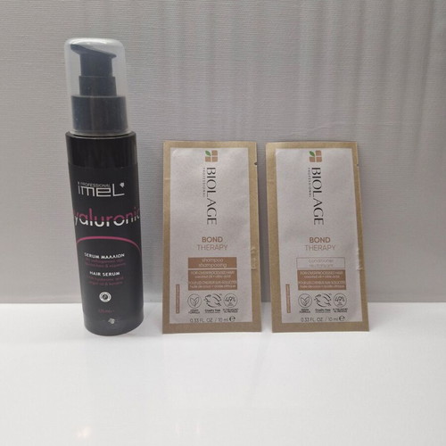 Imel Hyaluronic Hair Serum like new with free Biolage shampoo and conditioner samples