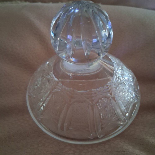 Crystal fondue pot lid used, carved, 10cm diameter