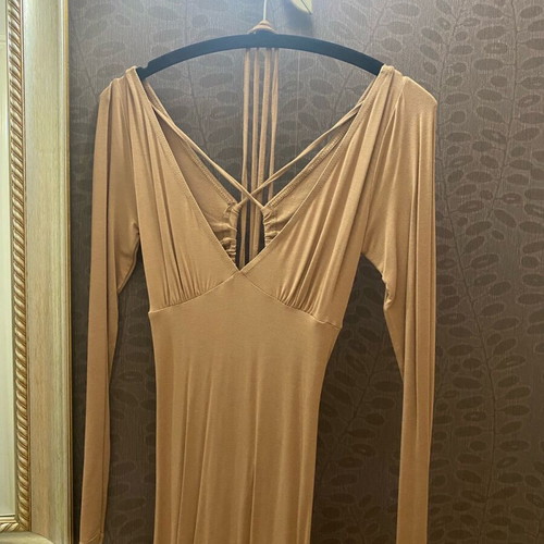 Camel midi dress with sexy cut outs new, ASOS, size XS