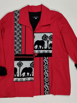 Cotton jacket with woven inserts from South Africa XL new, black and red