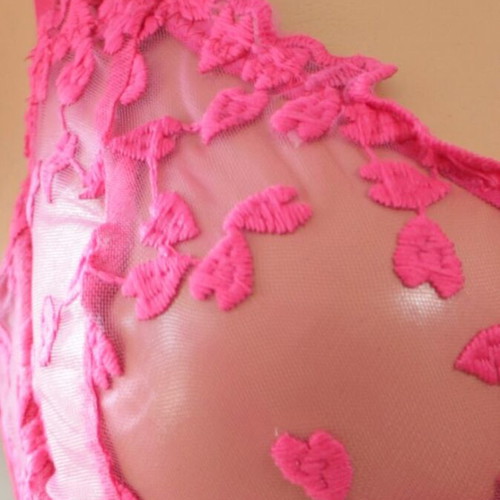 Lingerie set two pieces pink floral design balcony bra and string new