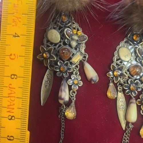 Vintage long earrings with tassel