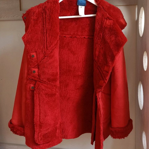 Kenzo women's coat red with floral motif like new, size S